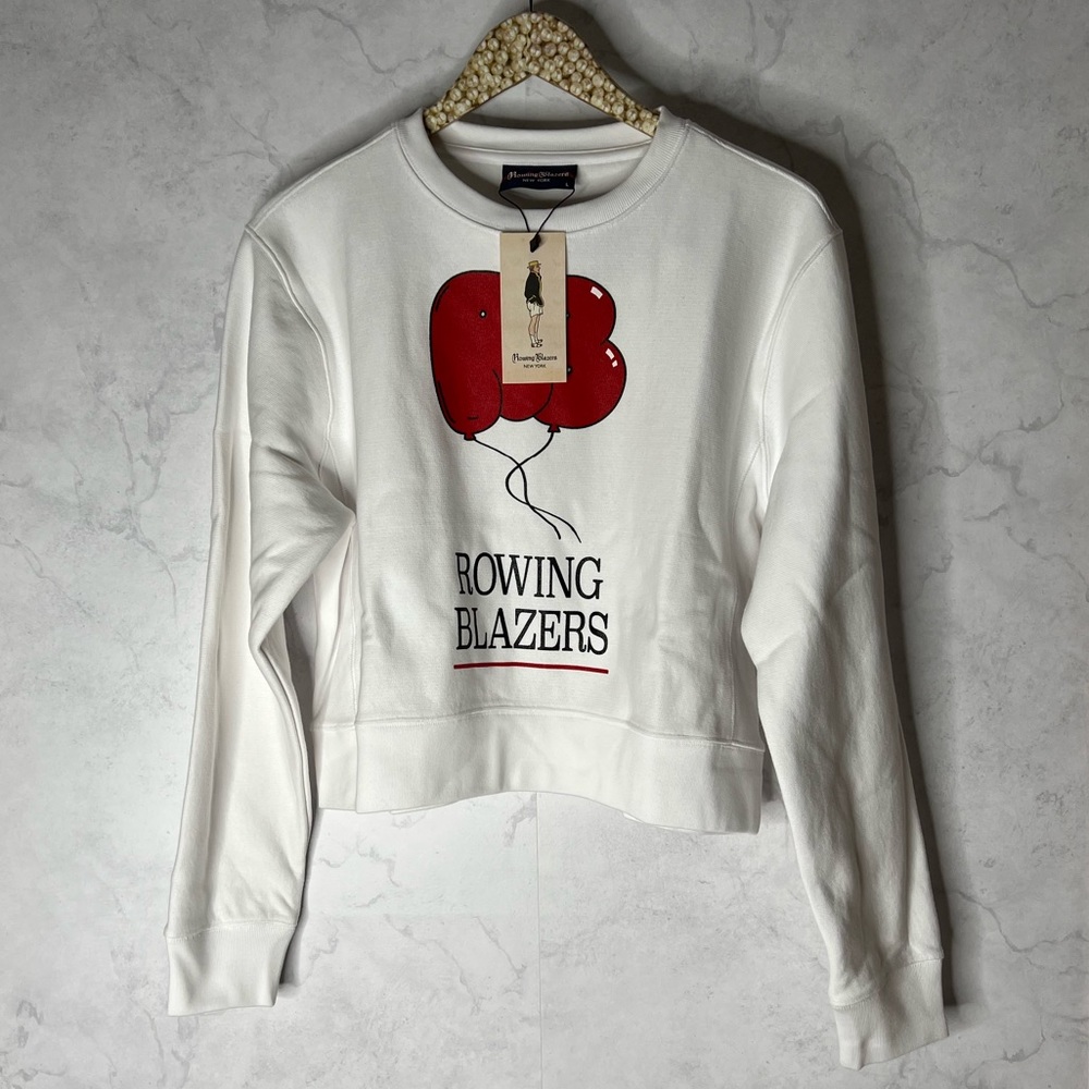 Rowing Blazers White Sweater with Red Graphic